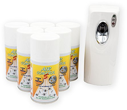 ONFARMA Moskitonetz Insekten- und Mückenschutz Bestehend aus 1 Diffusor mit Timer + 6 Flaschen à 250 ml Air Control auf Piretro Basis -