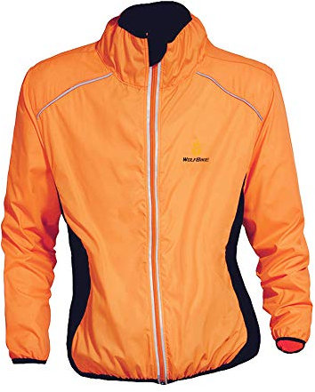 WOSAWE Cycling Showerproof Jacket Men Women Breathable MTB Jersey Long Sleeve Racing Windbreaker Coat For All Season (BC220 Orange M)