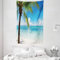 ABAKUHAUS Ozean Wandteppich und Tagesdecke, Exotische Strand-Küstenlinie aus Weiches Mikrofaser Stoff Waschbar ohne Verblassen Digitaldruck, 140 x 230 cm, Grün Blau Weiß