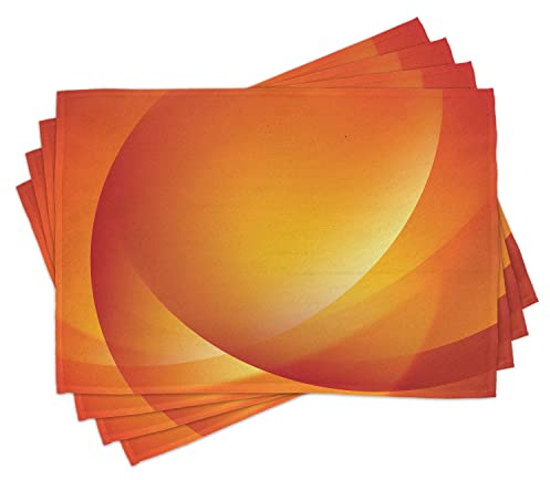 ABAKUHAUS Orange Platzmatten, Bunte Twist Linien, Waschbare Stoff Esszimmer Küche Tischdekorations Digitaldruck, Dunkelorange