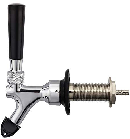 Onebom Beer Draft Faucet with 3`` Shank Kit & Tap Brush, Connect 3/16`` ID Tubing, Chrome Plated No Leaks for Fridge,Keg (3'' Shank)
