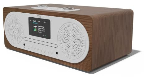 DAB/DAB+ & FM Digital Radio with CD Player | Bluetooth & USB MP3 Player | Premium Sound | Remote Control | Mains Powered | Perfect for the Home or Office | AZATOM Clockwood (Walnut)