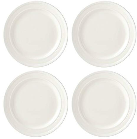 Kate Spade 879422 New York Lot de 4 assiettes plates à rayures Crème, Céramique, n/a, n/a