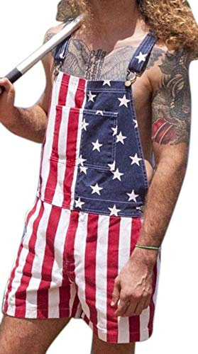 Unisex Shorts Latzhose Latzhose und Hosenträger Overalls USA Flag Printed Playsuit Paare tragen Slim Fit Jumpsuit