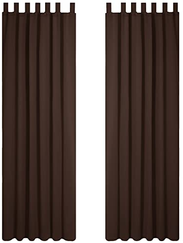 Deconovo Cortinas Opacas de Salón Dormitorio Infantil Moderno Aislantes Luz con Trabillas 2 Piezas 140 x 245 cm Chocolate