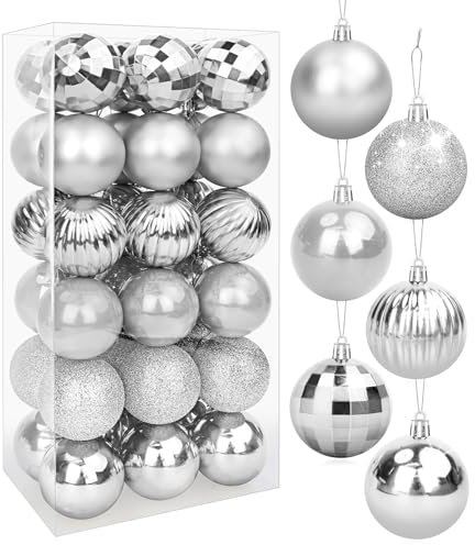 Palline di Natale, 36pezzi Palline Albero Natale, 6CM Palle di Natale in Plastica Addobbi, Rosse Oro Argento Blu Set Sfere Natalizie per Partito Atrimonio Decorazioni Casa