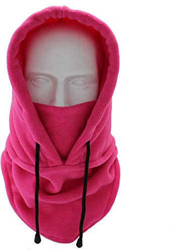 Balaclava Chapeau, Chapeau pour Hiver Temps Froid Ski Outdoor Moto Montagne Camping Randonnée Passe-Montagne Cagoule, d'hiver Doux Cache-Cou Chaud pour Les Hommes et Les Femmes (Rose Red)