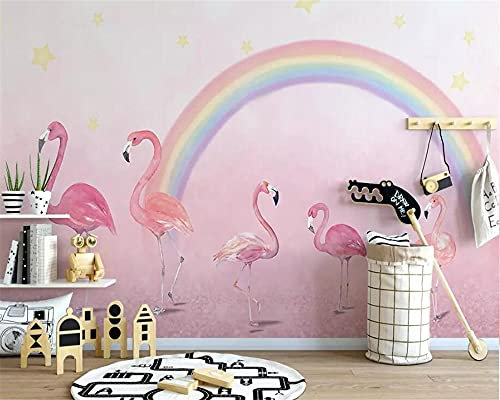 MUMUWUSG Fototapete 3D Effekt Rosa Regenbogen Tier Flamingo Selbstklebende Wandtapete Wohnzimmer Kinderzimmer Wanddeko Tapete Art Poster Tv Hintergrund Wandbilder 360X230Cm