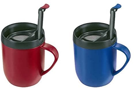 Zyliss Hot Mug Cafetiere - 2 x Plastic/Silicone Travel Mug Bundle | Red/Blue | Dishwasher Safe | 5 Year Guarantee