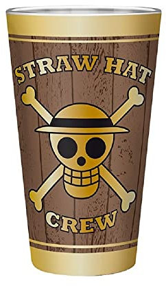 One Piece - Bicchiere in vetro Luffy Ruffy – XXL 400 ml – Cappello di paglia con logo – Confezione regalo