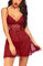 Avidlove Vestaglia da Donna Babydoll Lingerie Pizzo con Scollo a V Corpetto da Donna Lingerie Camicia da Notte Senza Schienale Vino Rosso S