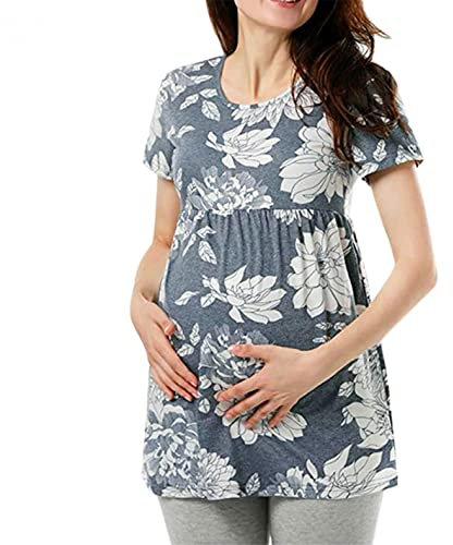 T-shirt d'allaitement à manches courtes pour femme enceinte, mode de grossesse, haut à manches courtes, t-shirt à fleurs, vêtements d'été, vêtements de maternité, tops pour femme, t-shirt