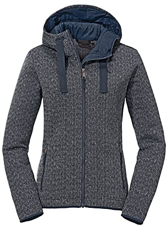 Schöffel Damen Fleece Hoody Aurora L, weicher Fleece Pullover aus elastischem Super Warm Fleece, atmungsaktiver Hoodie mit Stretch, navy blazer, 48