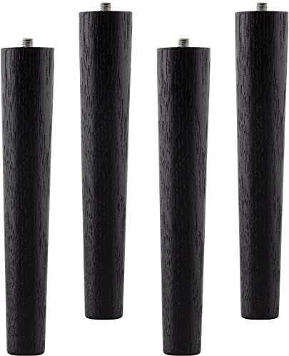 SOTECH 4er Set Möbelfüße Eiche schwarz H 200 mm/konisch Ø 35/25 mm mit Gewindestift M8