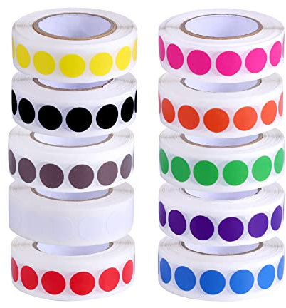 AIEX Gommettes Autocollantes Rondes 10 Rouleaux de Codage Étiquettes 13mm Étiquettes Autocollantes Rondes Ronds Rouleau d'Étiquettes à Codage Couleur (10000 Feuilles)