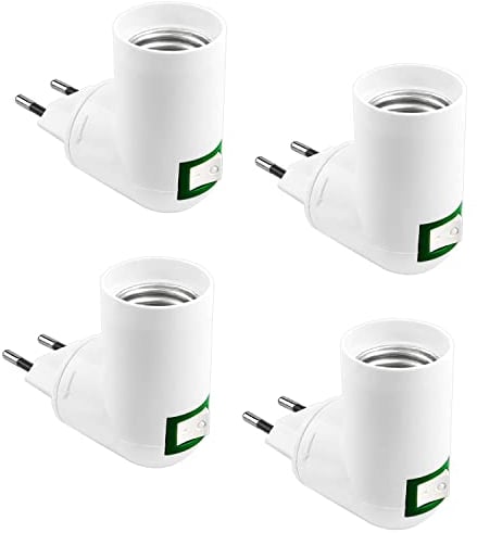 ZHIQIN 4 Stück Lampenfassung E27 mit Schalter ohne Kabel Weiß E27 Lampe Fassung AC 230V für Leuchtmittel LED, 360° EU-Stecker für Küchenlampe Garagenlampe