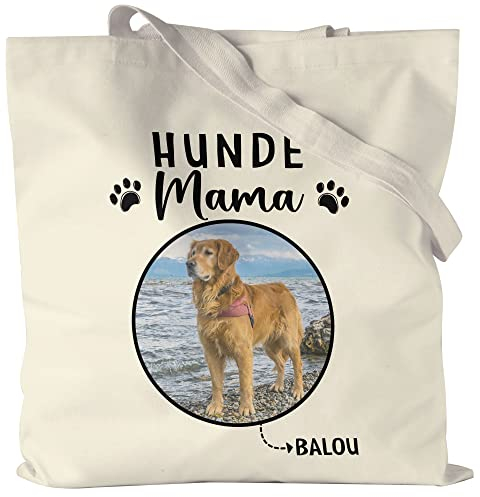 Kiddle-Design Hundemama Tasche Personalisiert Foto Geschenk Hundebesitzer Hundeliebhaber Hundehalter Frau Dog Mom Hundefreund Haustier Jutebeutel