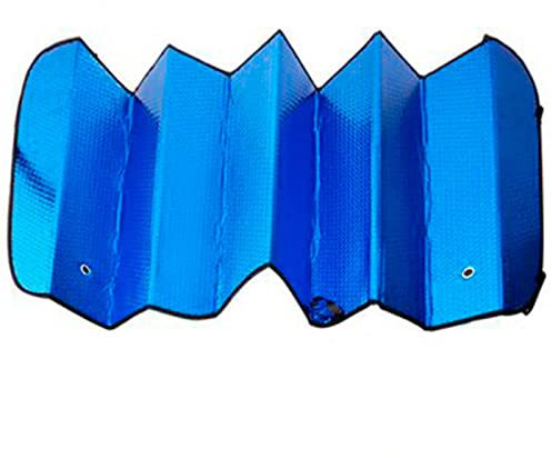 Tradineur - Parasol reflectante para coche, polietileno con película de aluminio, colocación con ventosas y gomas elásticas, protección rayos UV, parabrisas delantero, 60 x 130 cm, color aleatorio