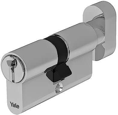 Yale Cylindre européen de sécurité maximale avec Bouton pour Serrure YC204KD304005N1 Nickelé, 30/40 mm, 5 clés avec Piste Snake, 14 Broches