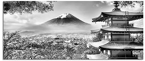 Pixxprint Glasbild Panorama, Wandbild aus Echtglas, Japanischer Tempel im Herbst, 120x50 cm, inkl. Aufhängung und Abstandshalter