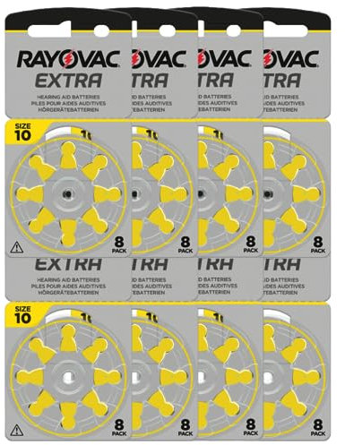 Rayovac Extra Hearing Aid Batteries 8-Pack – Size 10 (64 Pack + 16 Free) 80 cells for the price of 64! Featuring Sound Fusion™ Technology.