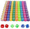 NOKDAL 100 Stücke Mini Würfel Bunte Würfel Set Spielwürfel Klein Würfel Farbig 6 Seitige Würfel 12mm Acryl Würfel Transparent Bunt Würfelspiele Tischspiele für Spiel und Party Partyspiel Zubehör