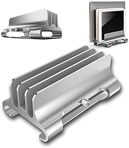 DIE Laptop Stand Vertical Laptop Stand, Triple Slot Aluminum Desktop Stand Holder With Adjustable Dock,Compatible,Silver,Constructive23