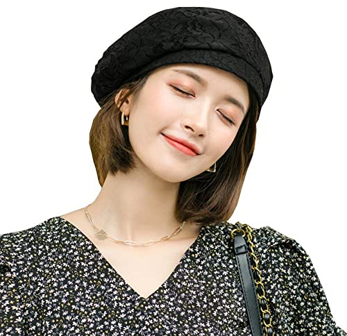 Luxylei Französische Baskenmütze Für Damen, Atmungsaktive Spitzen-baskenmütze, Damen-künstler-Maler-mütze, Schicke Frühlings-Sommer-Beanie-mütze Für Mädchen