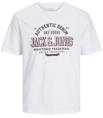 JACK & JONES Male T-Shirt Plus Size Logo T-Shirt, White, 3XL