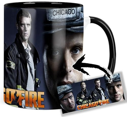 MasTazas Chicago Fire Taylor Kinney Jesse Spencer E Tasse Ceramique Intérieure et Poignée Noire Mug