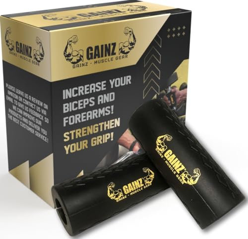 Gainz Thick Bar Adapters - Black and Gold, Long(4.75in) - Dumbell/Barbell Weight Lifting - Grow Bigger Biceps
