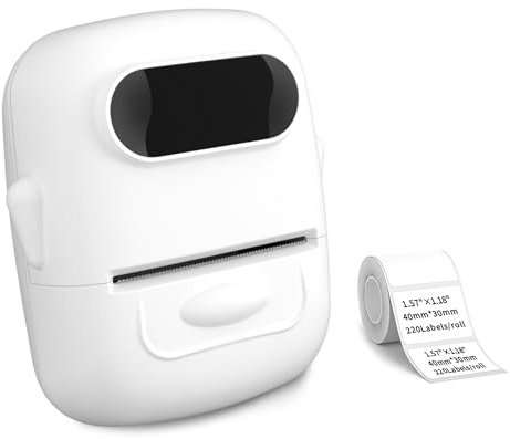P50 Etikettendrucker, Thermo-Etikettendrucker, 5,1 cm (2 Zoll), Bluetooth, tragbarer Etikettendrucker für Zuhause/Büro/Geschäft/Adresse, Barcode-Etikettendrucker, kompatibel mit iOS und Android (Weiß,