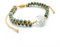 AusTree Lebensbaum Armband – Geschenk für Damen, Mutter, Tochter, Mädchen - Yoga Jaspis Edelstein Perlenarmband Anhänger Spirituell & Glücksbringer – Perlen Schmuck grün– 16 – 24cm (Grün-Silber)