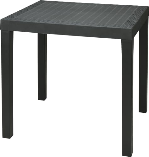 Koopman International B.V. Gartentisch Bistrotisch Esstisch Rattan-Optik Balkontisch 78x65x72cm Anthrazit, 042981511