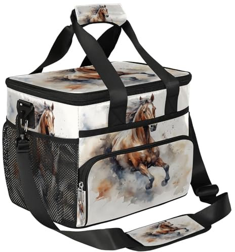 TropicalLife Lunch-Tasche mit Wasserfarben-Motiv, 17 l, groß, Picknick-Lunch-Tasche mit Schultergurt, isoliert, wasserdicht, Kühlbox für Arbeit, Schule, Grillen