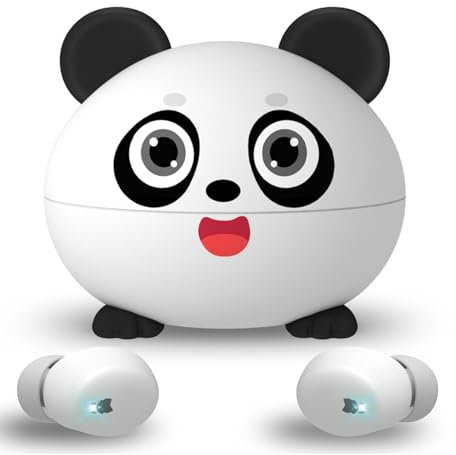 COOTIMOCK Wireless Earbuds for Kids, Built with Mic, 85dB Safe Volume, Light Weight, Bluetooth 5.3, IPX6 Waterproof, Passive Noise Cancelling, Girls Boys Teen Earbuds for School Travel, Panda