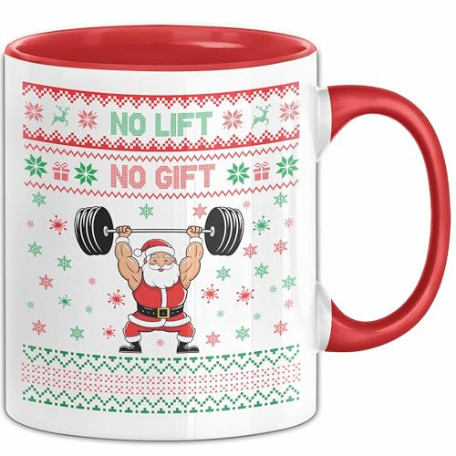 Lifter No Lift No Gift Tasse Geschenkidee Gym Bodybuilder Fitness Weihnachten Geschenkideen Becher (Rot)