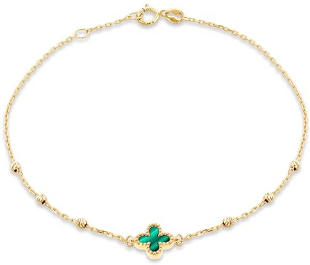Carrisima Gold Damen-Armband 9 Karat Gelbgold 8,5 mm Kleeblatt DC Kugel 18 cm - 19 cm