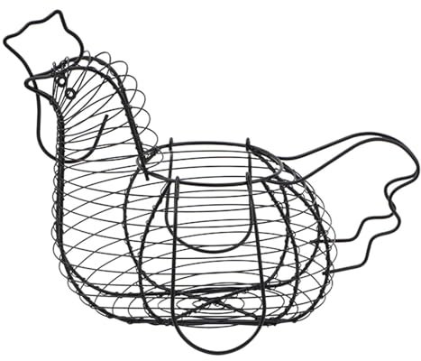 Chicken Shaped Egg Holder | Black Wire Chicken Egg Basket | Egg Collecting Baskets For Fresh Eggs | Chicken Shape Egg Storage Container | Egg Storage Basket For Food Fruit And Eggs
