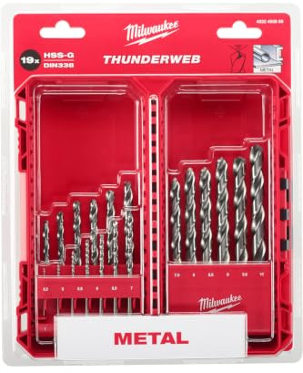 Milwaukee Thunderweb HSS-G Metallbohrer-Set in Packout-kompatibler Hülle, 19-teilig