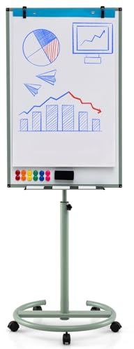 GIANTEX Lavagna Magnetica, Regolabile in Altezza e Ripiano per Penne, Cancellabile a Secco, 65x100 cm