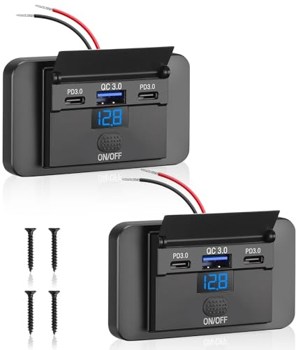 Thlevel 12V USB C Steckdose Ladebuchse Auto Ladegerät 36W PD3.0 18W QC3.0