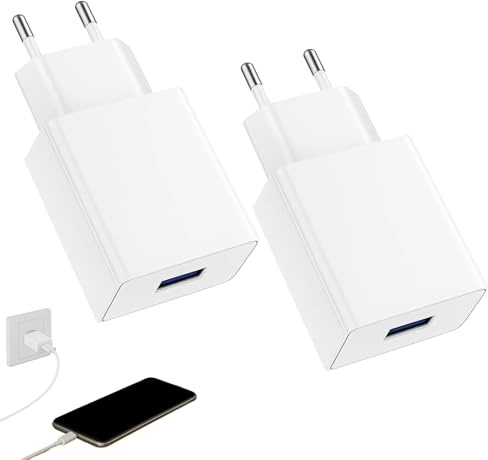 2 Packs Chargeur 5v 2a,Prise Secteur USB,Adaptateur Secteur USB, Prise Chargeur Rapide,pour Smartphone/Ecouteurs/Smartwatch(Blanc)