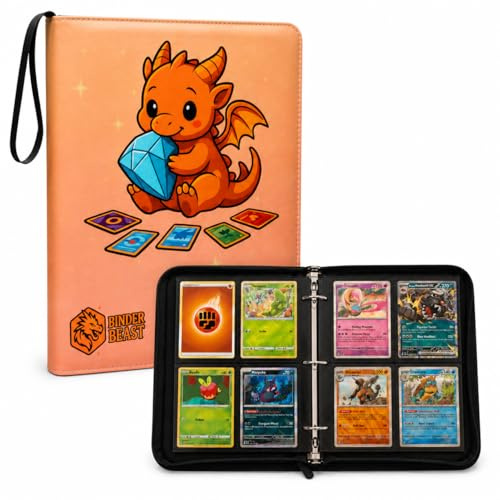 Card Binder for Pokemon - 4 Pocket 50 Pages 400 Pockets Trading Card Binder, Waterproof PU Card Binder Folder, Collectible Card Album Gift for Boys and Girls