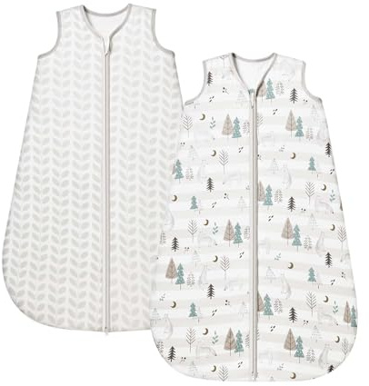 ToyaTec Babysovsäck 1,0 Tog 2-pack, Supermjuk rayon tillverkad av bambu, Babysovsäck i bambufiber, ren ekologisk, vår och sommar(Gray, S)