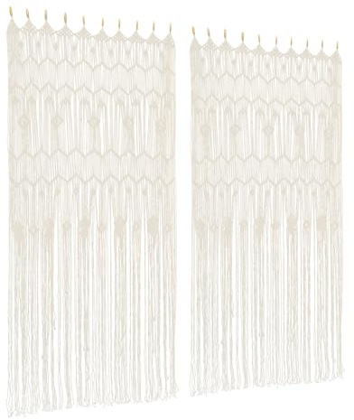 chennnls Fenstervorhang 100x200 cm – Makramee Türvorhang im Boho-Stil, handgewebter Raumteiler, 2 Paneele, für Wohnzimmer Schlafzimmer Hochzeitsdekoration
