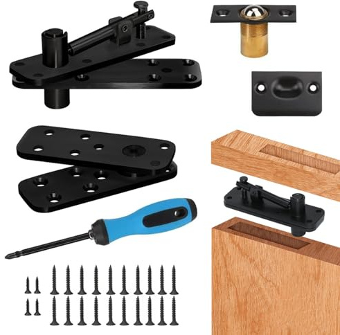 Cerniere a Scomparsa, Cerniera per Porte Nascoste, Sistema di Cerniere a Bilico Rotazione a 360°, Portante 570 Lbs, Per Porte Segrete, Librerie, In Legno Pesanti, Acciai Inossidabili, Nero