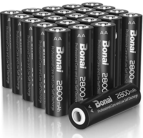 BONAI Akku AA 2800mAh 24 Stück Wiederaufladbare Batterien hohe Kapazität 1,2V Mignon AA Accu NI-MH Aufladbare Akkubatterien HR6 Rechargeable Battery geringe Selbstentladung