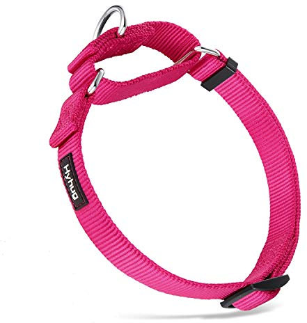 Hyhug Martingale Hundehalsband Kleine Hunde Rosa| Fluchtsicher & Zugstopp - Schweres Nylon für Training & Spaziergänge - Ideal für Welpen, kleine & große Hunde