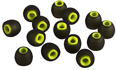 Xcessor (S) 7 Pairs (14 Pieces) of Silicone Replacement In Ear Earphone Small Size Earbuds. Replacement Ear Tips for Popular In-Ear Headphones. Black/Green